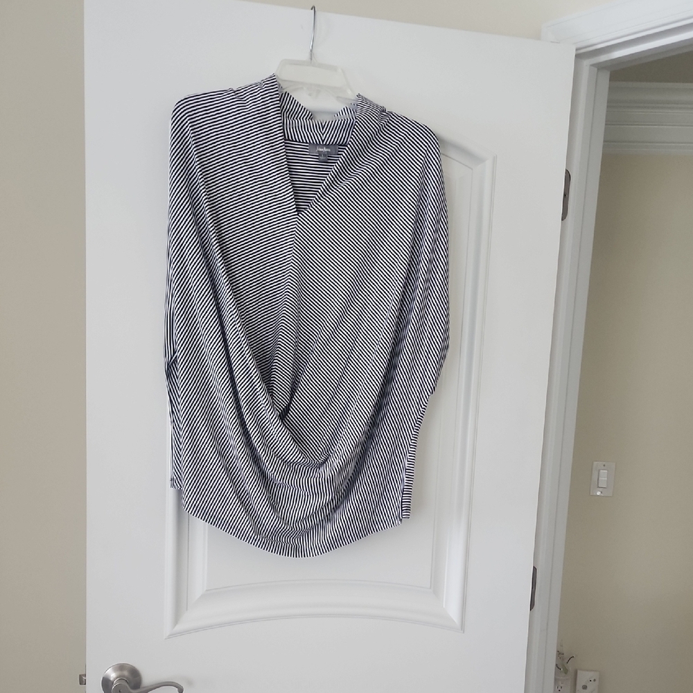 Neiman Marcus Navy and White Striped Blouse